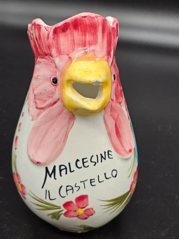 Ceramiczny dzbanek kogut – Malcesine Il Castello, ręcznie malowany, Włochy