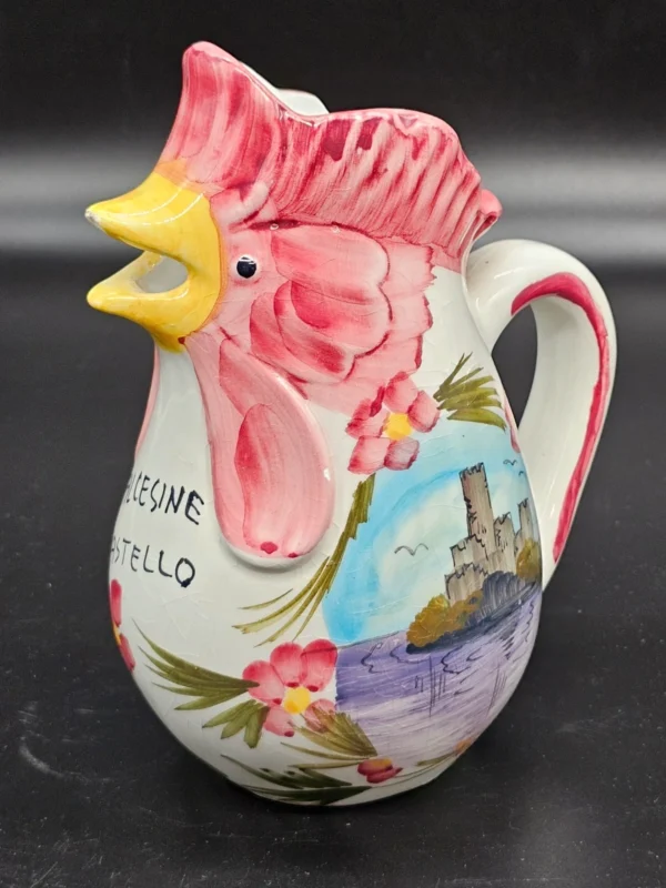 Ceramiczny dzbanek kogut – Malcesine Il Castello, ręcznie malowany, Włochy