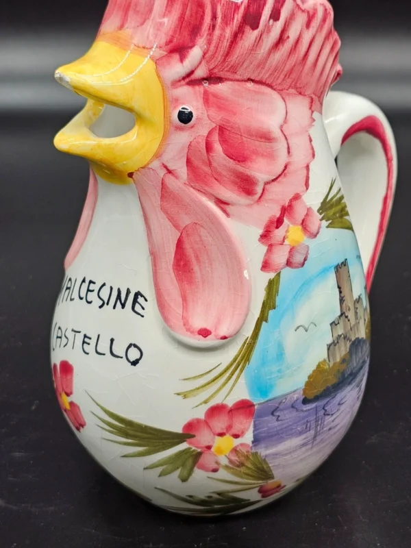 Ceramiczny dzbanek kogut – Malcesine Il Castello, ręcznie malowany, Włochy