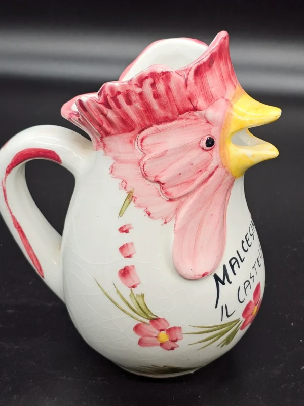 Ceramiczny dzbanek kogut – Malcesine Il Castello, ręcznie malowany, Włochy