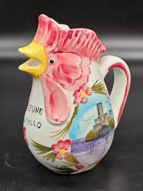 Ceramiczny dzbanek kogut – Malcesine Il Castello, ręcznie malowany, Włochy
