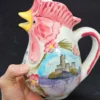 Ceramiczny dzbanek kogut – Malcesine Il Castello, ręcznie malowany, Włochy