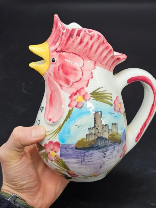 Ceramiczny dzbanek kogut – Malcesine Il Castello, ręcznie malowany, Włochy