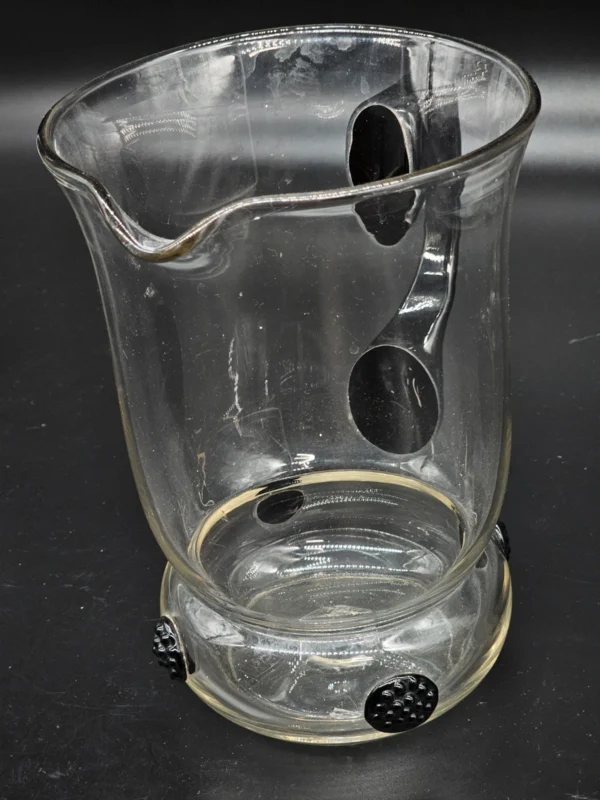 Ręcznie wykonany dzban szklany z czarnym uchem i dekoracją – 2L, unikat hand made