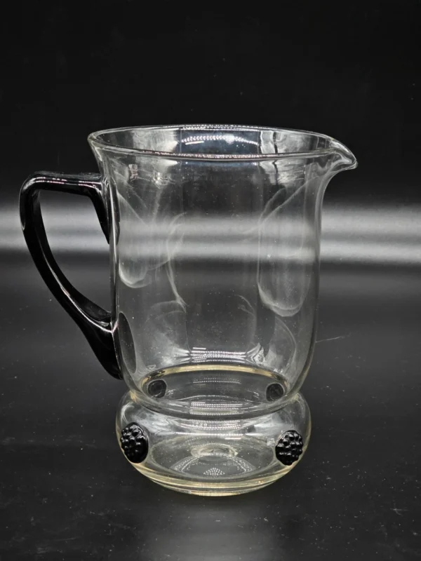 Ręcznie wykonany dzban szklany z czarnym uchem i dekoracją – 2L, unikat hand made