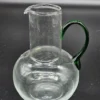 Szklany dzbanek z zielonym uchem, Made in Italy – ręcznie formowany, 19 cm