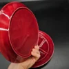 Komplet 2 talerzy podzielonych – czerwone ceramiczne vintage, lata 70.