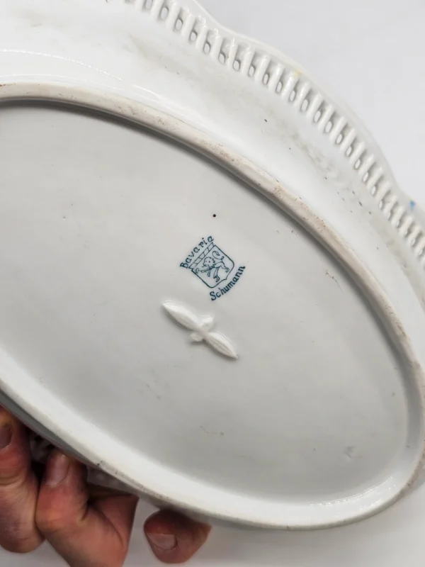 Owalna misa Schumann Bavaria – porcelana bawarska, ręcznie zdobiona, ażurowy brzeg