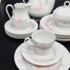 Porcelanowy serwis kawowy Jlmenau Graf von Henneberg – Nrd, lata 70/80. 6 osób