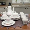 Porcelanowy serwis kawowy Jlmenau Graf von Henneberg – Nrd, lata 70/80. 6 osób