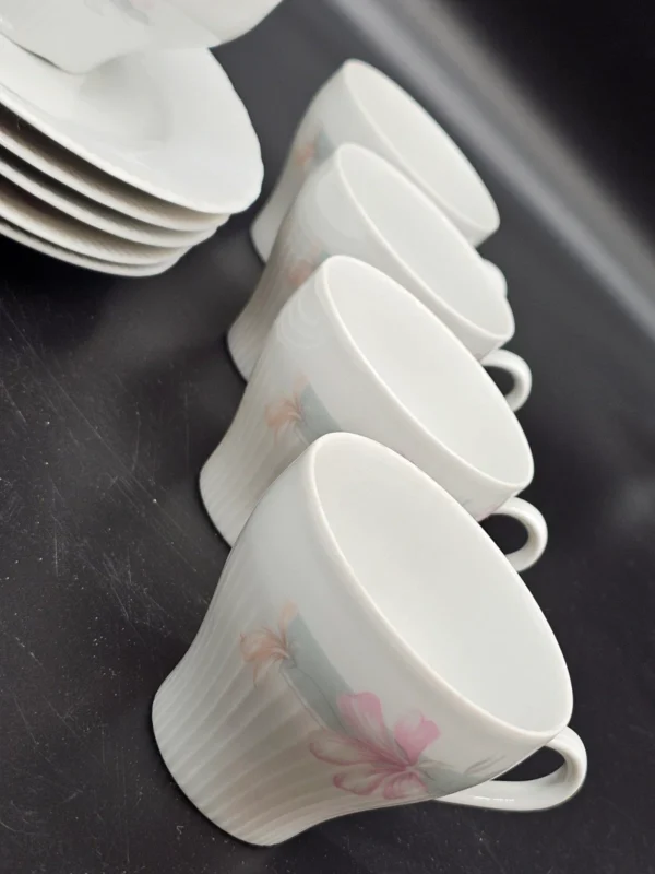 Porcelanowy serwis kawowy Jlmenau Graf von Henneberg – Nrd, lata 70/80. 6 osób