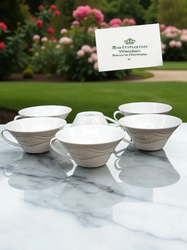 Zestaw 6 filiżanek Seltmann Weiden Bavaria Germany – biała porcelana premium
