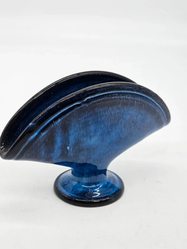 Granatowy ceramiczny stojak na serwetki – vintage, 11×16 cm
