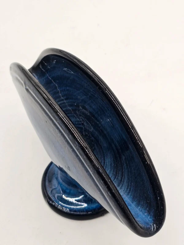 Granatowy ceramiczny stojak na serwetki – vintage, 11×16 cm