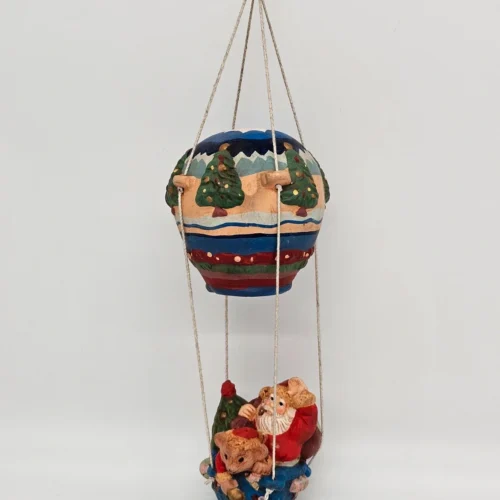 Balon z Mikołajem i myszką – rękodzieło CHRL 1940, 36 cm