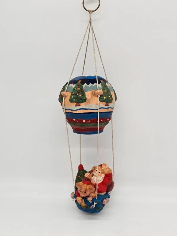 Balon z Mikołajem i myszką – rękodzieło CHRL 1940, 36 cm