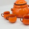 Zestaw do grzanego wina lub ponczu – Wächtersbach West Germany, pomarańczowa ceramika vintage