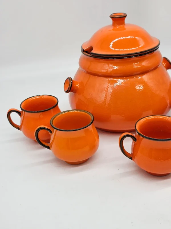 Zestaw do grzanego wina lub ponczu – Wächtersbach West Germany, pomarańczowa ceramika vintage