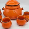 Zestaw do grzanego wina lub ponczu – Wächtersbach West Germany, pomarańczowa ceramika vintage