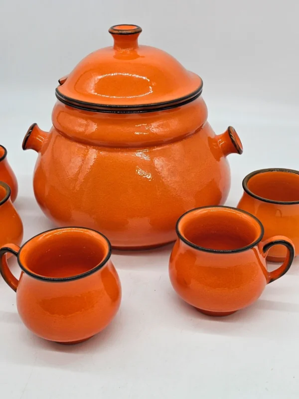 Zestaw do grzanego wina lub ponczu – Wächtersbach West Germany, pomarańczowa ceramika vintage