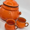 Zestaw do grzanego wina lub ponczu – Wächtersbach West Germany, pomarańczowa ceramika vintage
