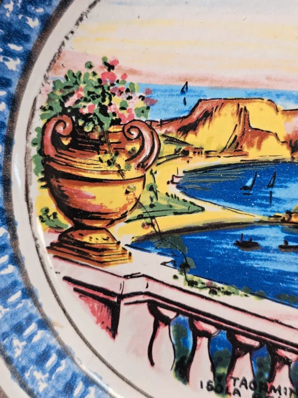 Włoski talerz dekoracyjny – Taormina Isola Bella, ręcznie malowany, Leto Jahi, 20 cm