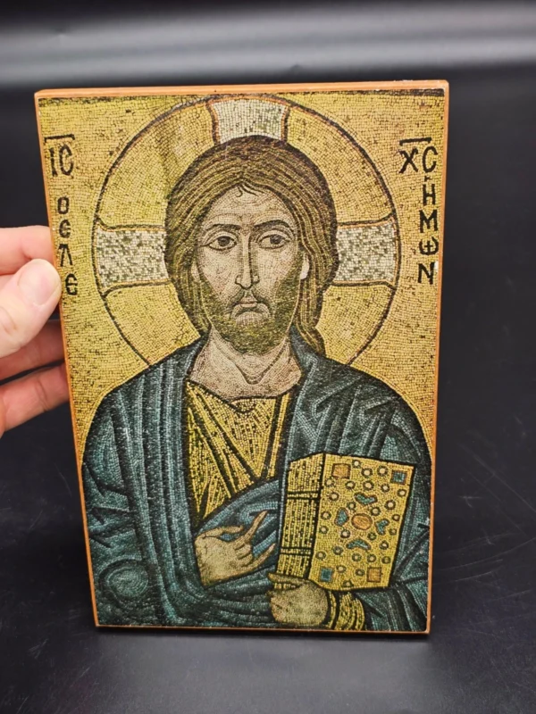Ikona „Christus der Erbarmer”, bizantyńskie mozaikowe, Schwabenverlag Ellwangen, 25×15 cm