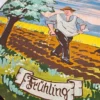 Zestaw 4 drewnianych tablic „Pory roku” ręcznie malowane, Niemcy, lata 70–80.