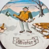 Zestaw 4 drewnianych tablic „Pory roku” ręcznie malowane, Niemcy, lata 70–80.