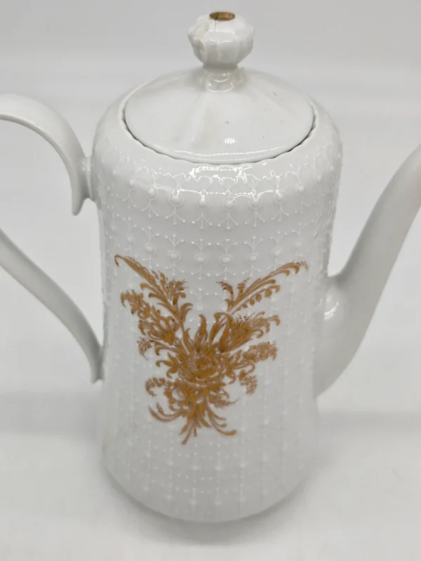 Dzbanek porcelanowy Tirschenreuth Germany – biały ze złotym ornamentem, 23 cm
