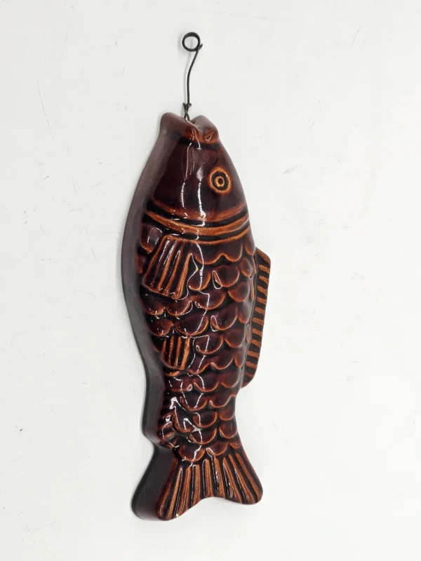 Ceramiczna forma w kształcie ryby – brązowa glazura, 25 cm