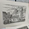 Zestaw 12 grafik i fotografii architektonicznych – Moskwa i Niemcy, lata 40–50
