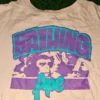 Koszulka A Bathing Ape (BAPE) różowa z fioletowo-turkusowym nadrukiem, rozmiar L