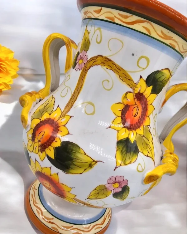 piękny Wazon ceramiczny ręcznie malowany - słoneczniki