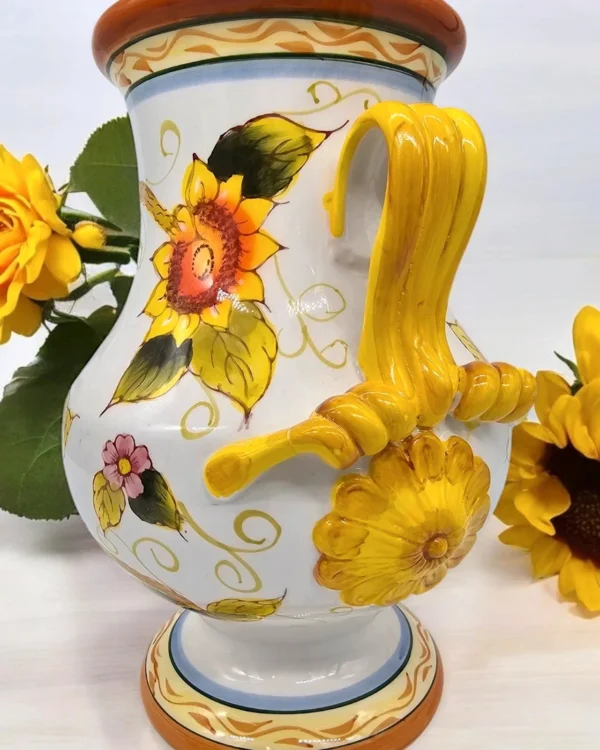 piękny Wazon ceramiczny ręcznie malowany - słoneczniki