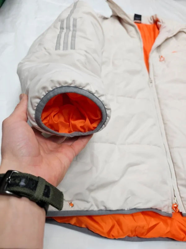 Kurtka Adidas puchowa – beżowo-pomarańczowa, rozmiar XL