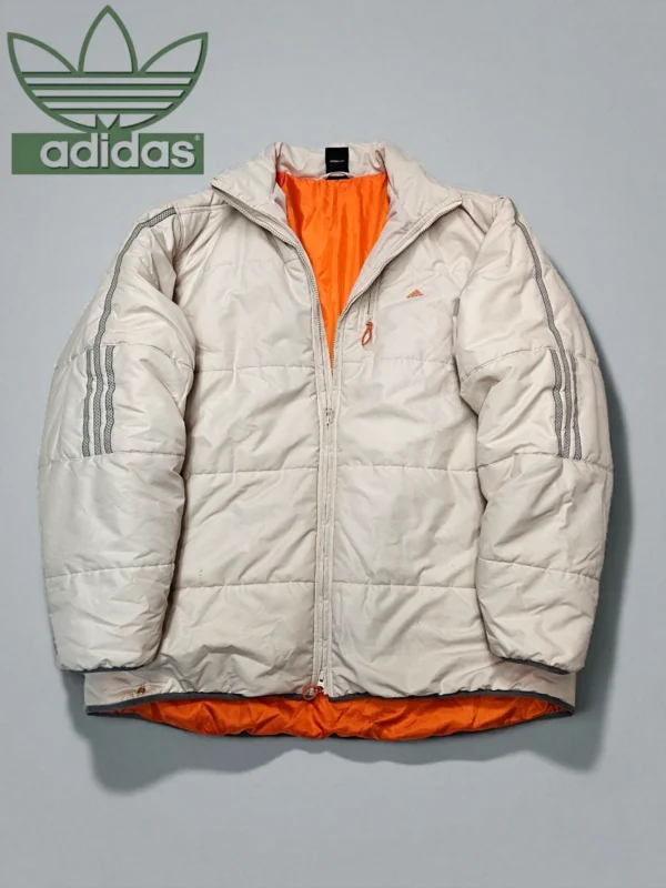 Kurtka Adidas puchowa – beżowo-pomarańczowa, rozmiar XL