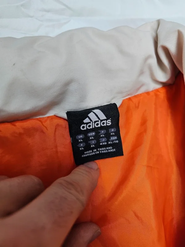 Kurtka Adidas puchowa – beżowo-pomarańczowa, rozmiar XL