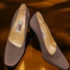 Szpilki Gianni Versace Couture z lat 90. brązowy aksamit, r. 37.5 (wkładka 25.5 cm)
