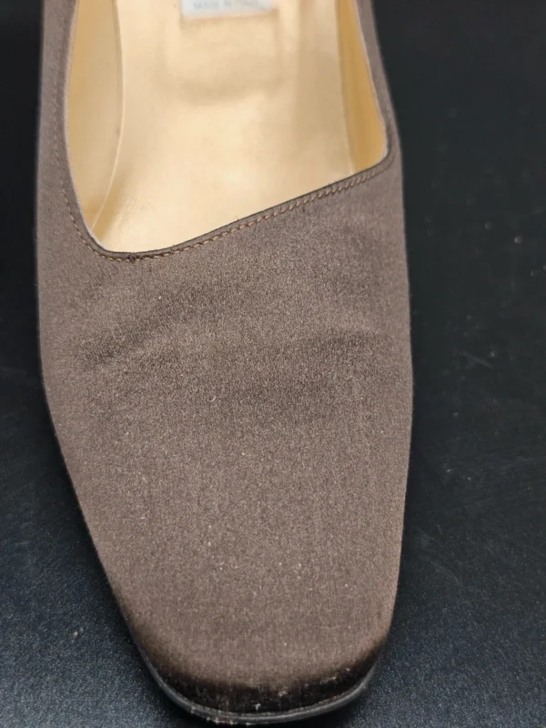 Szpilki Gianni Versace Couture z lat 90. brązowy aksamit, r. 37.5 (wkładka 25.5 cm)