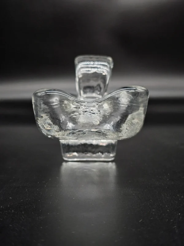 Szklana przyprawnica / podawarka z uchwytem – vintage, 21 × 9 cm