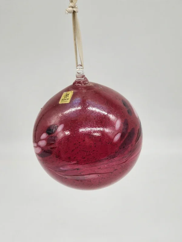 Ręcznie robiona bombka szklana EISCH Germany – 13 cm, głęboki bordo z efektem iryzacji