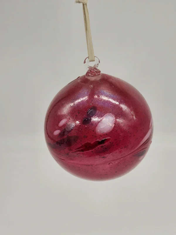 Ręcznie robiona bombka szklana EISCH Germany – 13 cm, głęboki bordo z efektem iryzacji