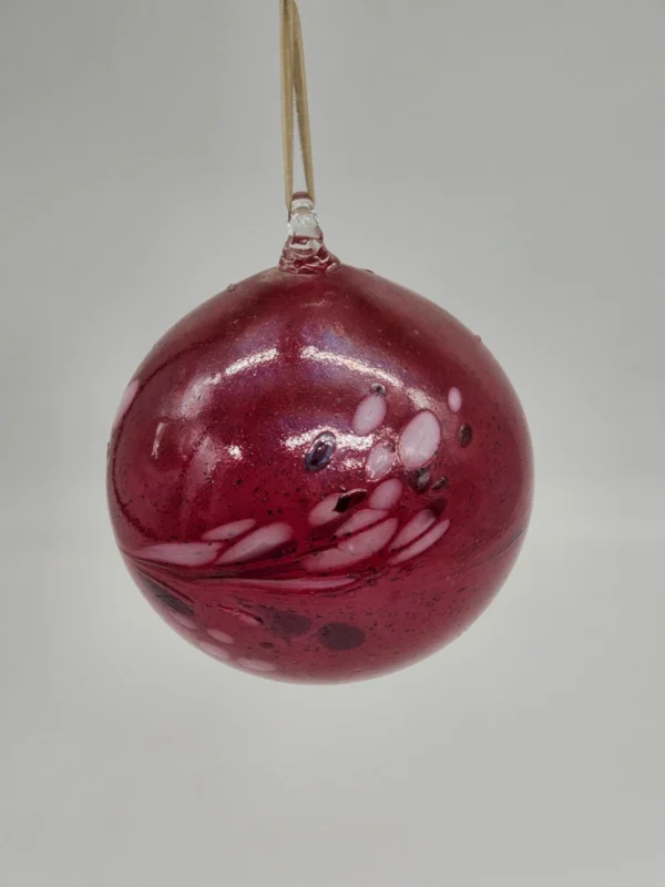 Ręcznie robiona bombka szklana EISCH Germany – 13 cm, głęboki bordo z efektem iryzacji