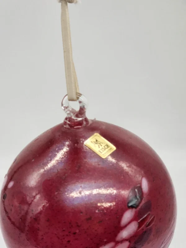 Ręcznie robiona bombka szklana EISCH Germany – 13 cm, głęboki bordo z efektem iryzacji