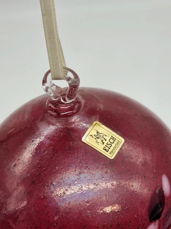 Ręcznie robiona bombka szklana EISCH Germany – 13 cm, głęboki bordo z efektem iryzacji