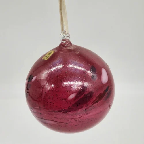 Ręcznie robiona bombka szklana EISCH Germany – 13 cm, głęboki bordo z efektem iryzacji