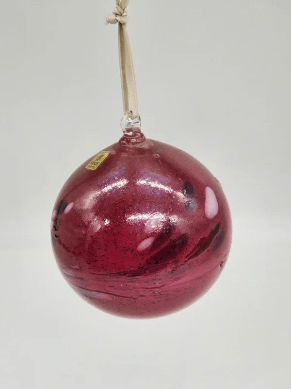 Ręcznie robiona bombka szklana EISCH Germany – 13 cm, głęboki bordo z efektem iryzacji