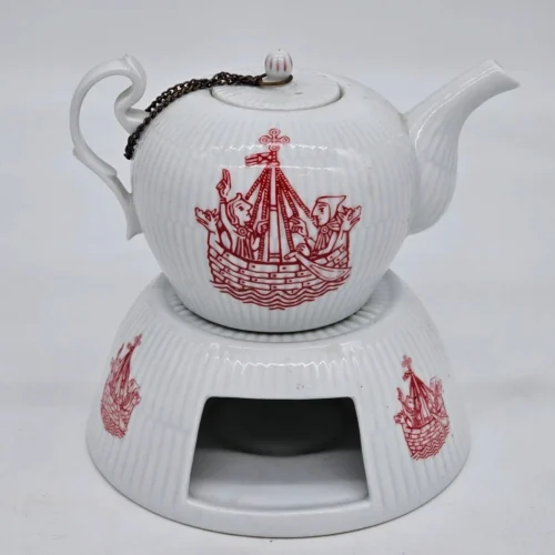 Zabytkowy porcelanowy dzbanek z podgrzewaczem Wallendorf 1764