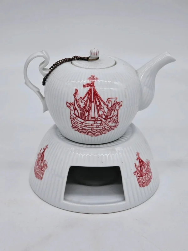 Zabytkowy porcelanowy dzbanek z podgrzewaczem Wallendorf 1764